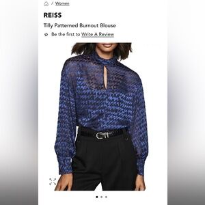 REISS Tilly Patterned Burnout Blouse